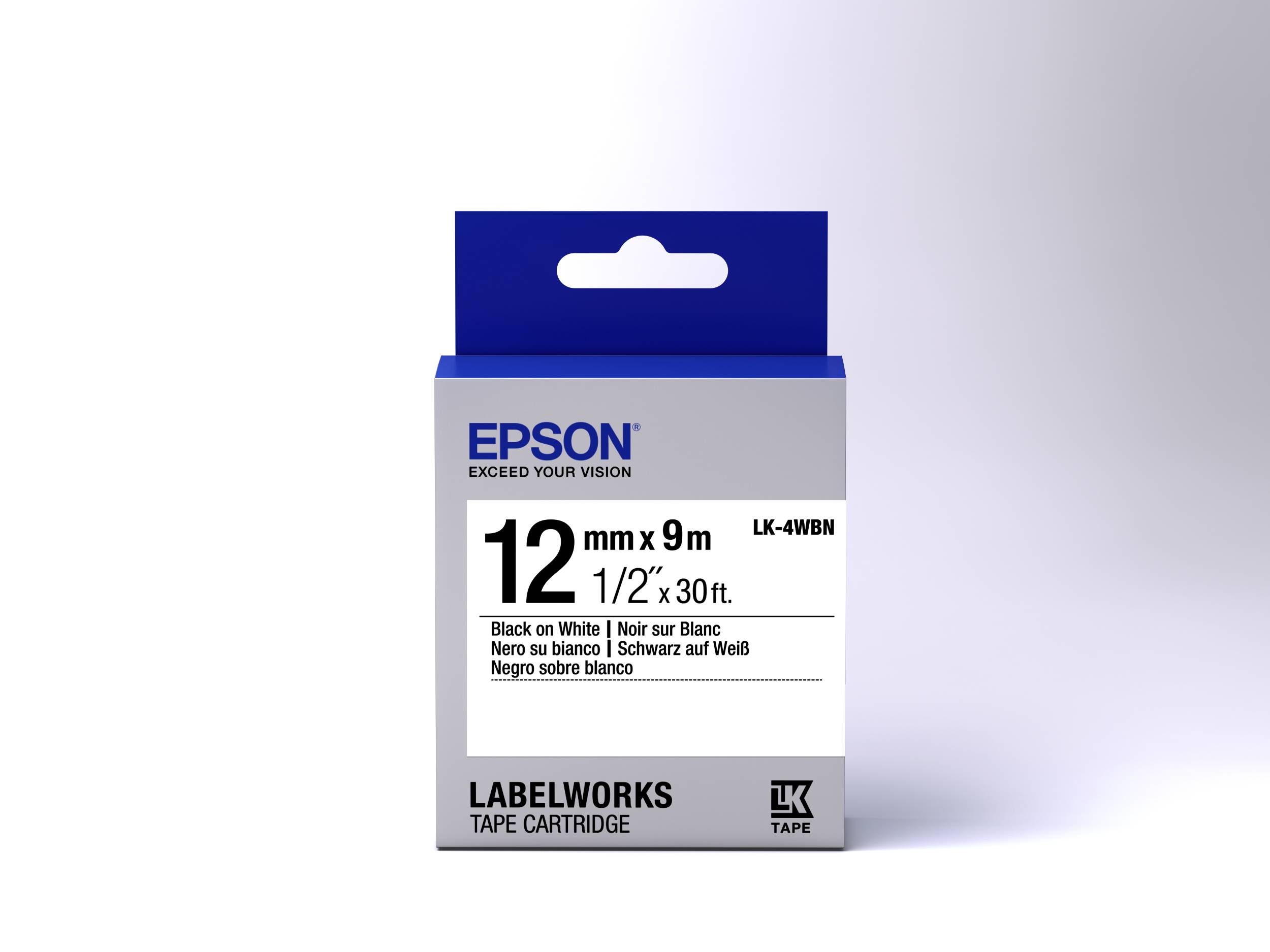 Epson Standard Tape - LK-4WBN Std Blk/Wht 12/9