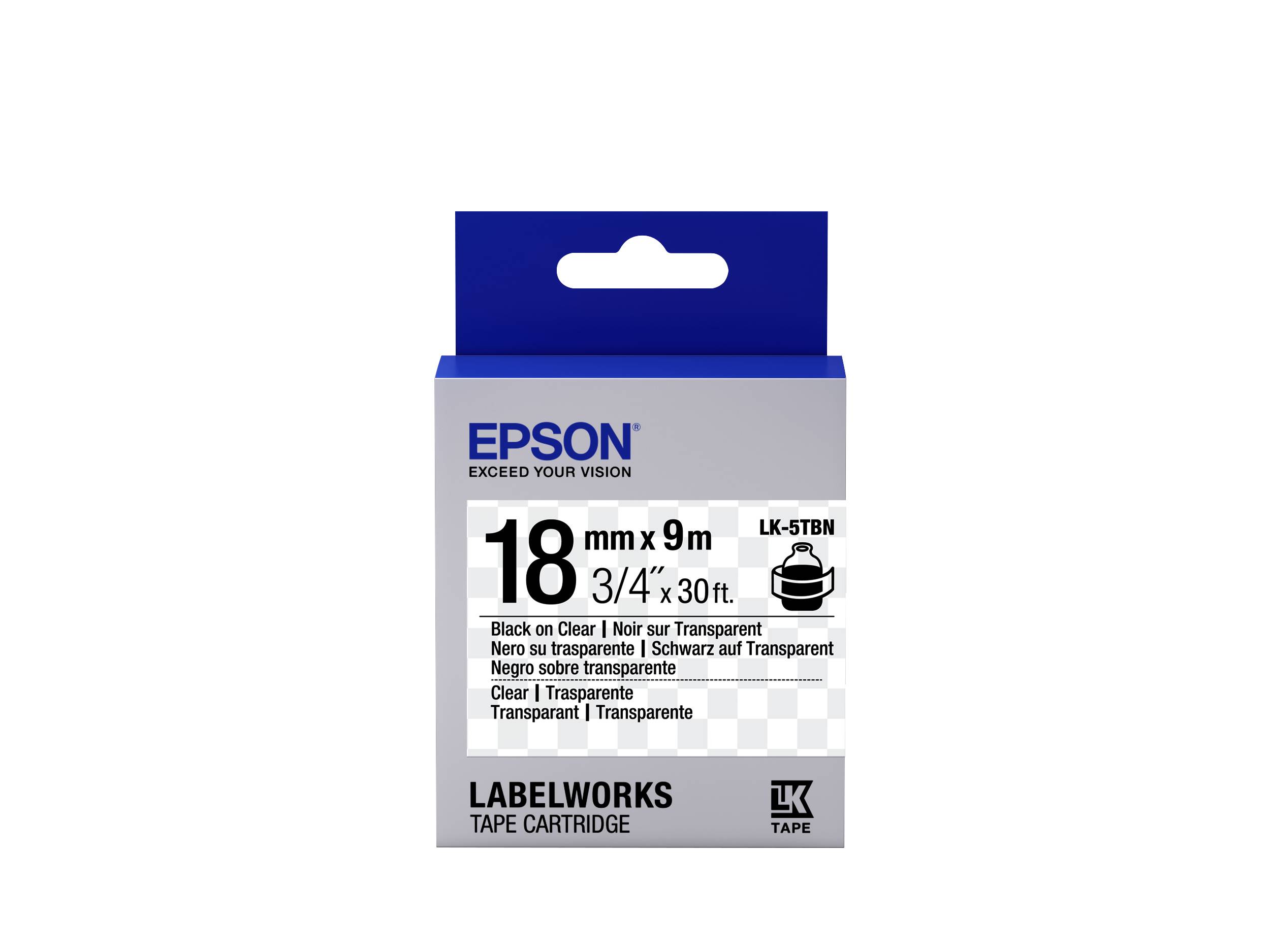 Epson Transparent Tape - LK-5TBN Clear Blk/Clear 18/9