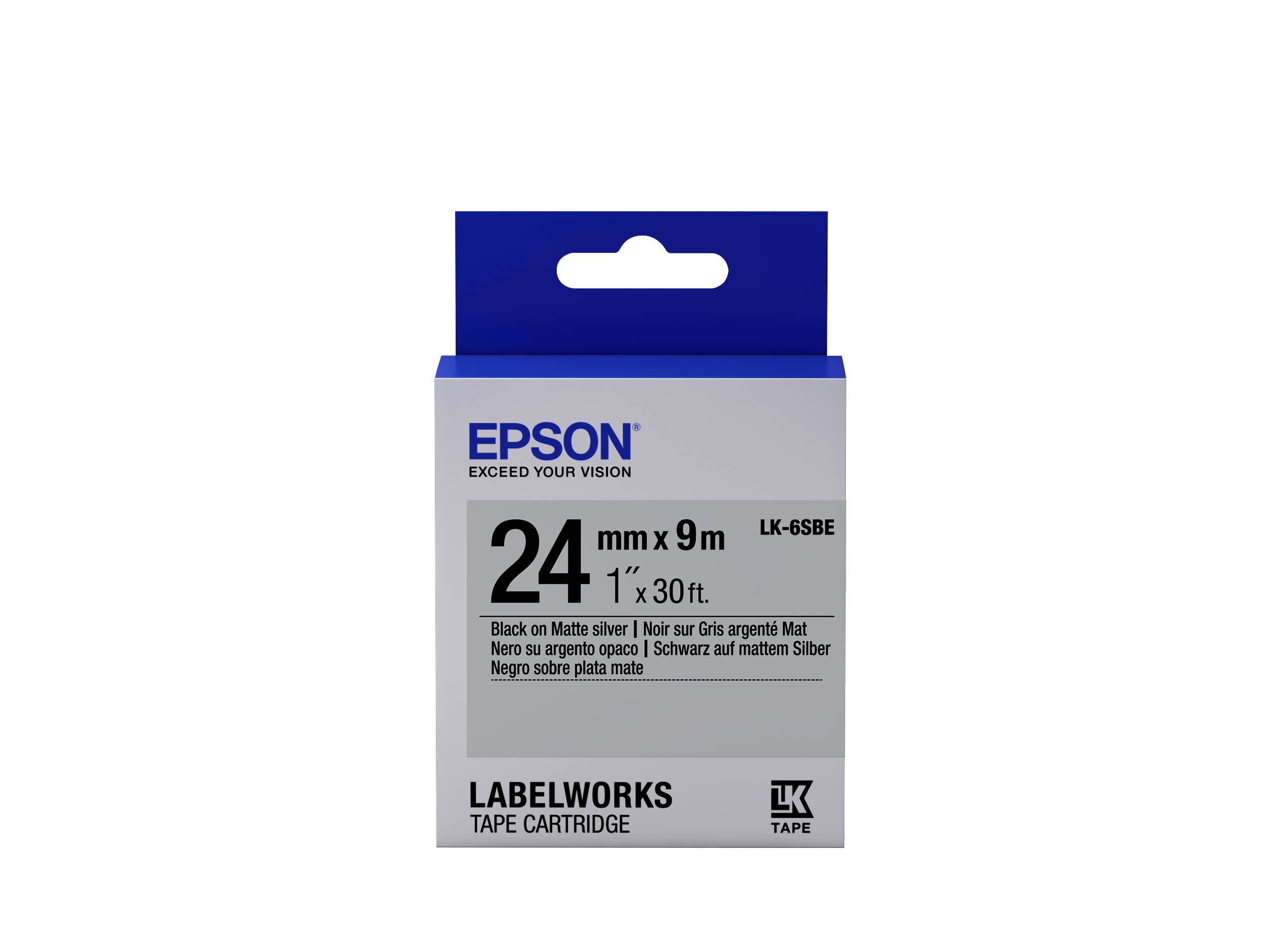 Epson Matte Tape - LK-6SBE Matte Blk/MattSiv 24/9