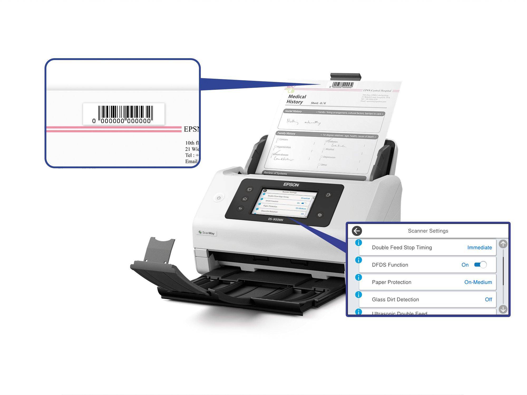 Epson WorkForce DS-800WN Paginascanner 600 x 600 DPI A4 Wit