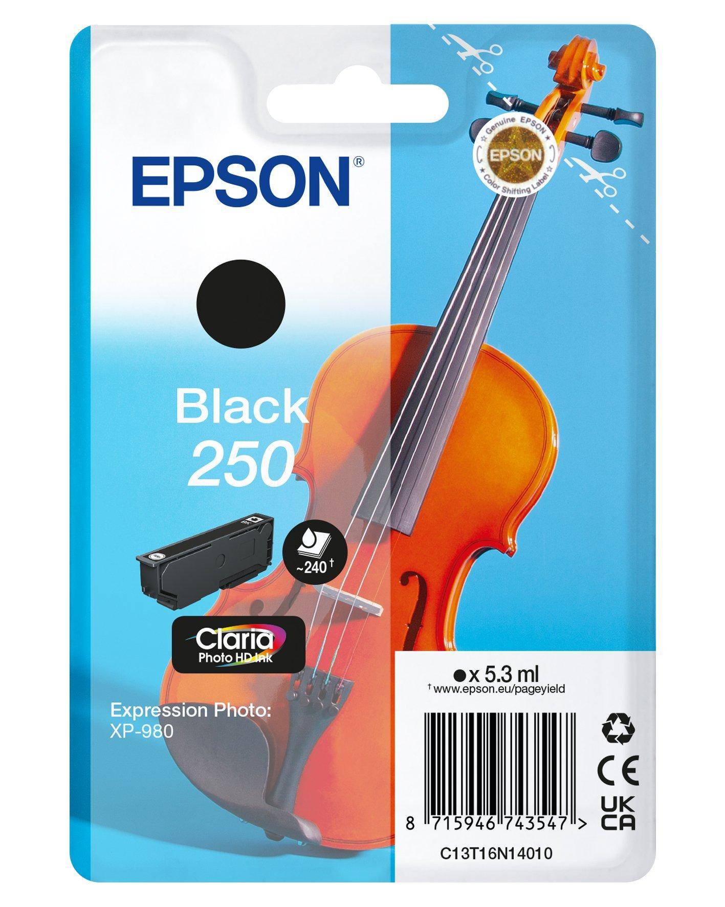 Epson 250 Violin Claria Photo HD inktcartridge 1 stuk(s) Origineel Zwart