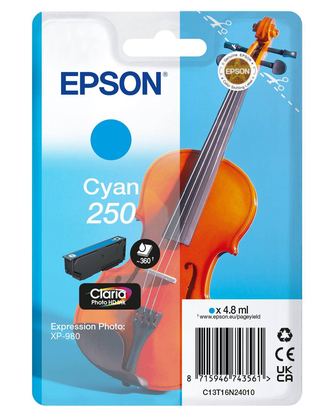 Epson 250 Violin Claria Photo HD inktcartridge 1 stuk(s) Origineel Cyaan