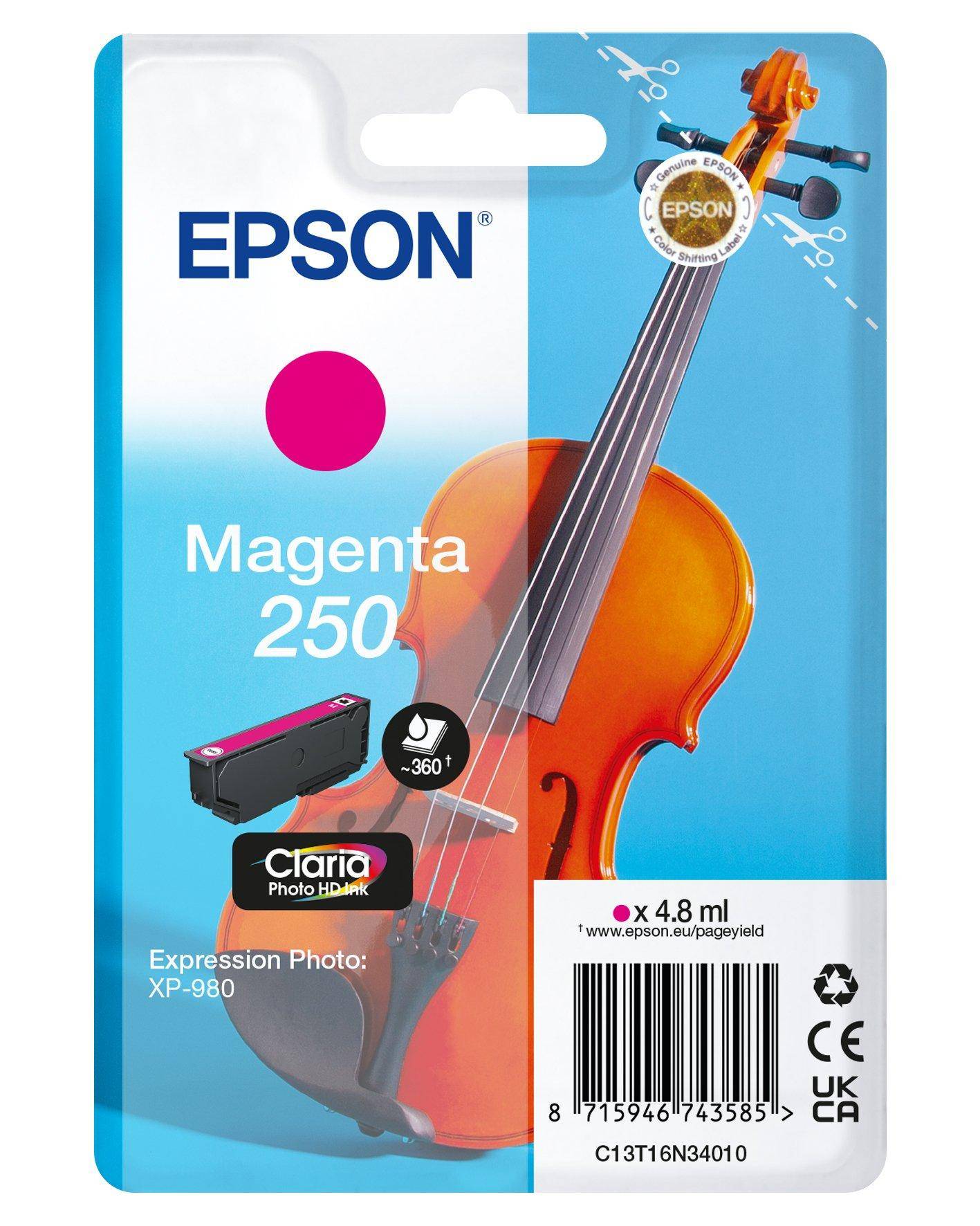 Epson 250 Violin Claria Photo HD inktcartridge 1 stuk(s) Origineel Magenta