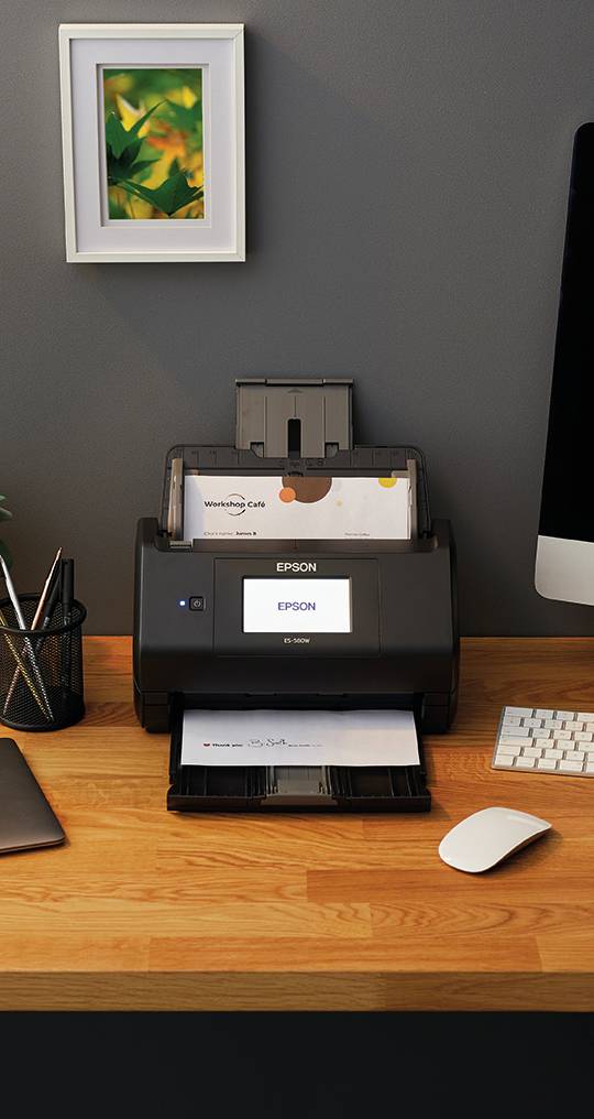 Epson WorkForce ES-580W, A4 automatische duplexscanner met Wi-Fi en gebruiksvriendelijk touchscreen