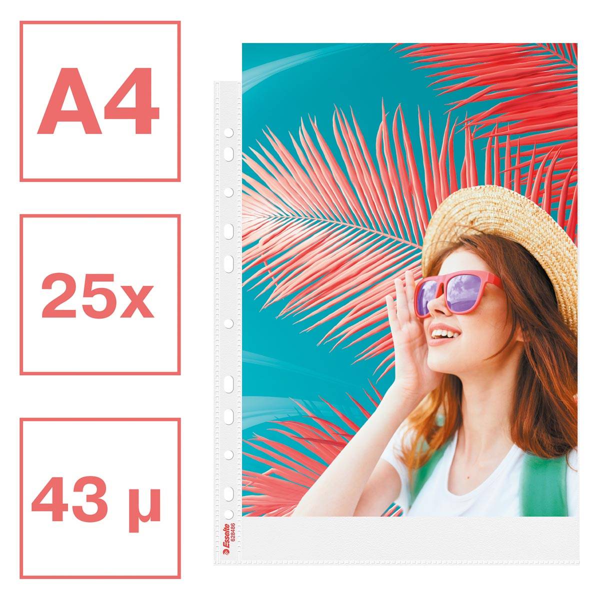 Esselte Colour'Breeze geperforeerde showtas, ft A4, 43 micron, gekorreld, pak van 25 stuks