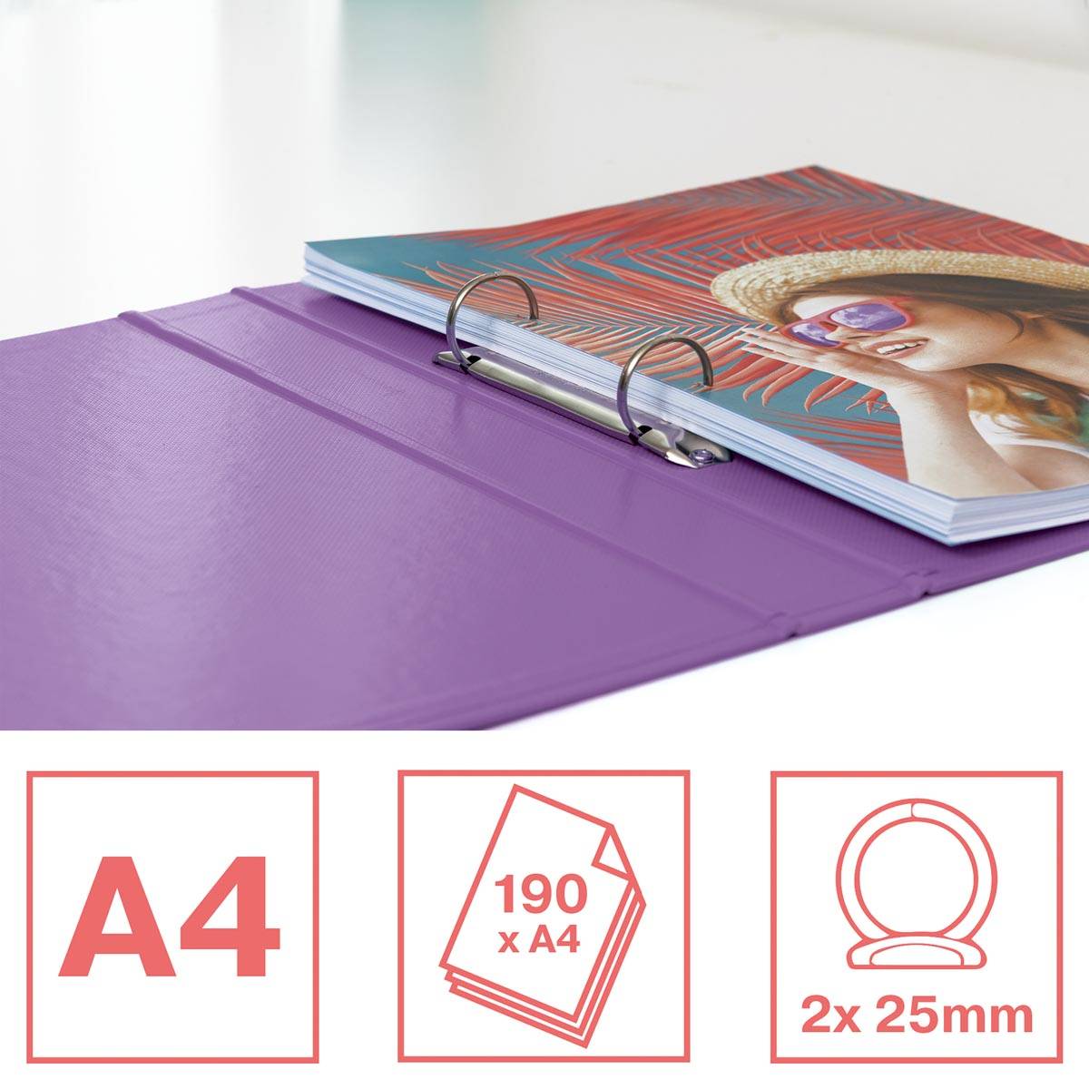 Esselte Colour'Breeze ringmap, 2 ringen, PP, ft A4, met harde kaft, lavendel