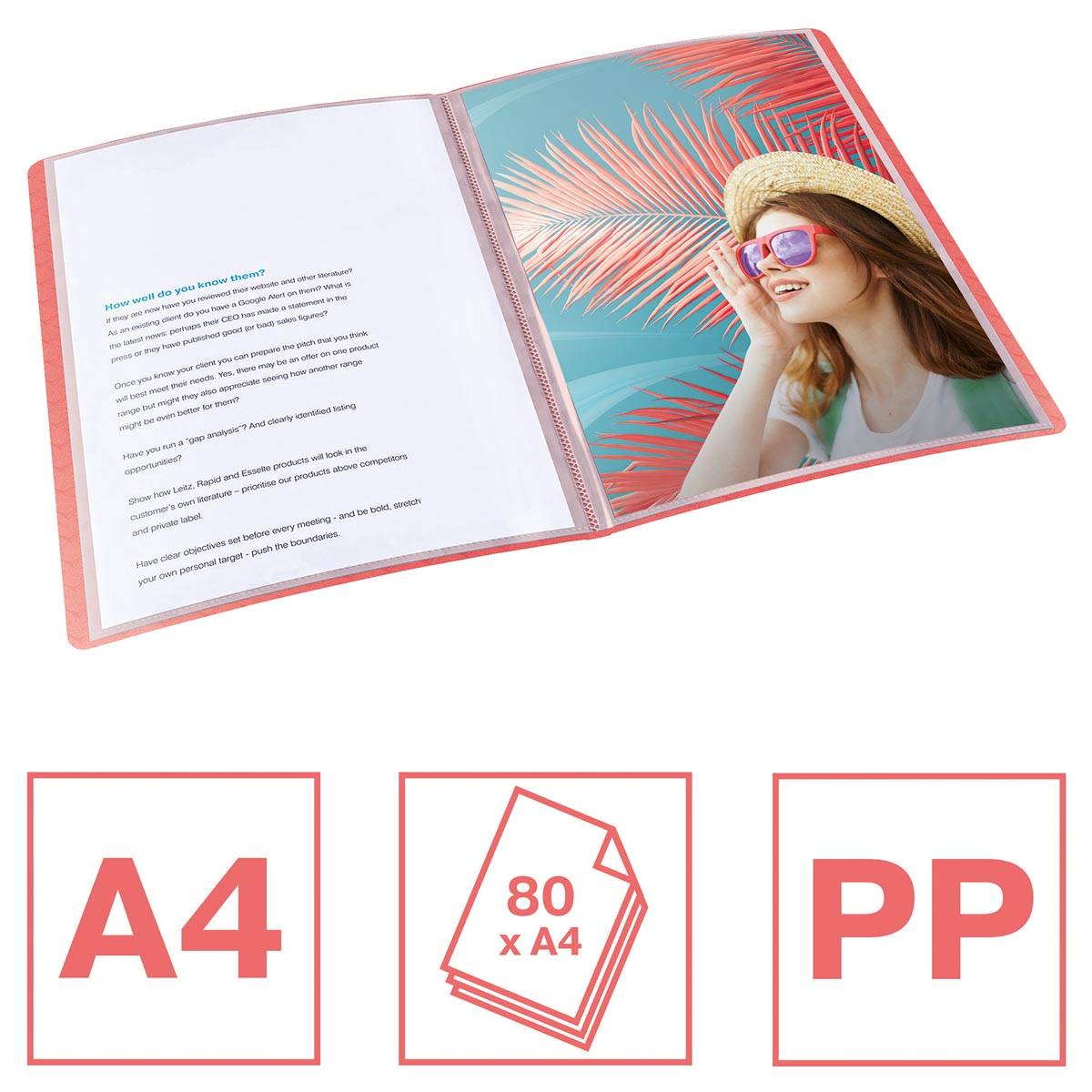 Esselte Colour'Breeze showalbum, ft A4, koraal