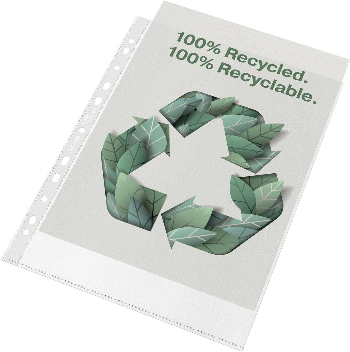 Esselte geperforeerde showtas, 100 % gerecycleerd, ft A4, 70 micron, doos van 100 stuks