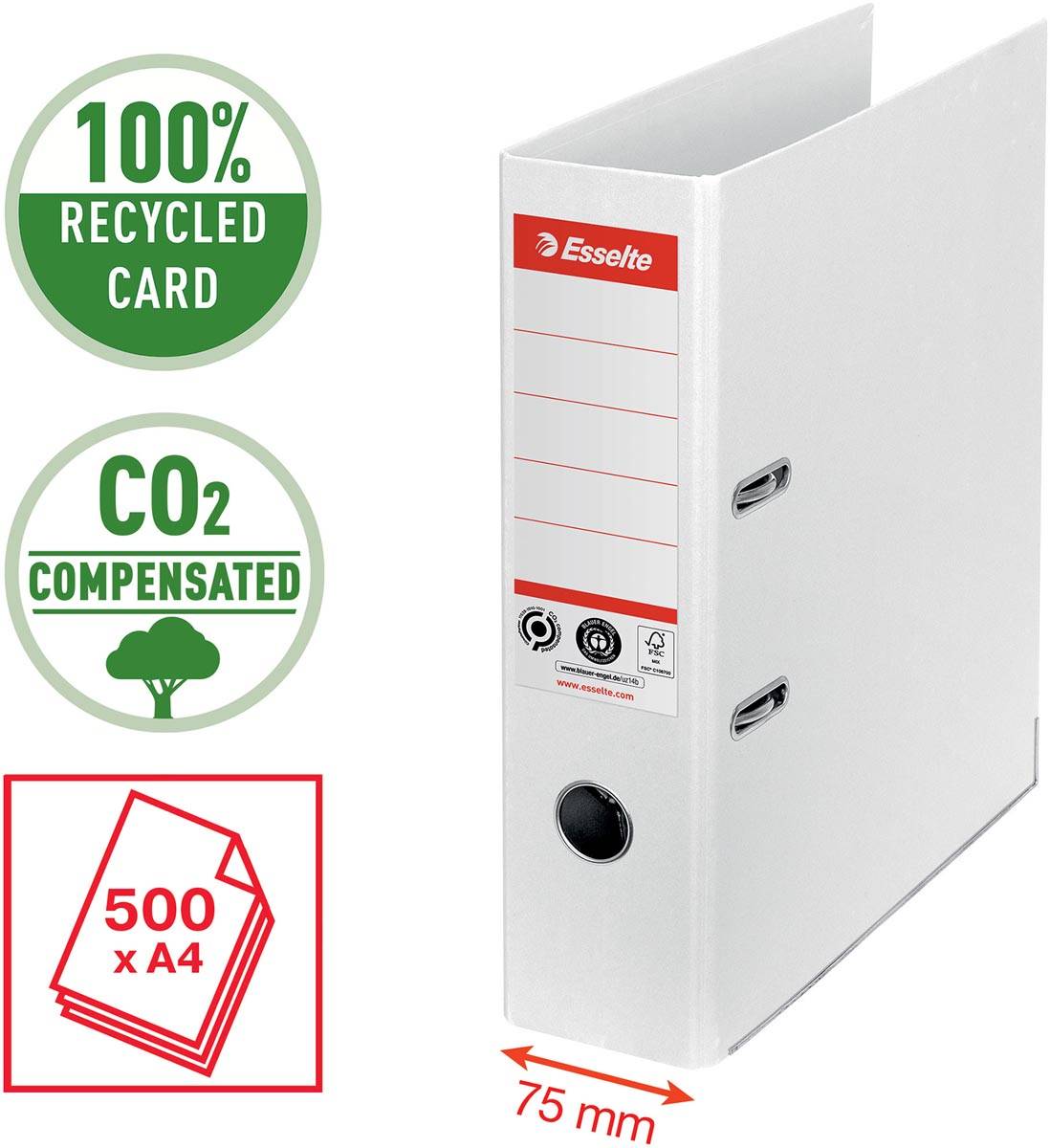 Esselte No.1 ordner CO² Gecompenseerd A4, 7,5 cm, wit