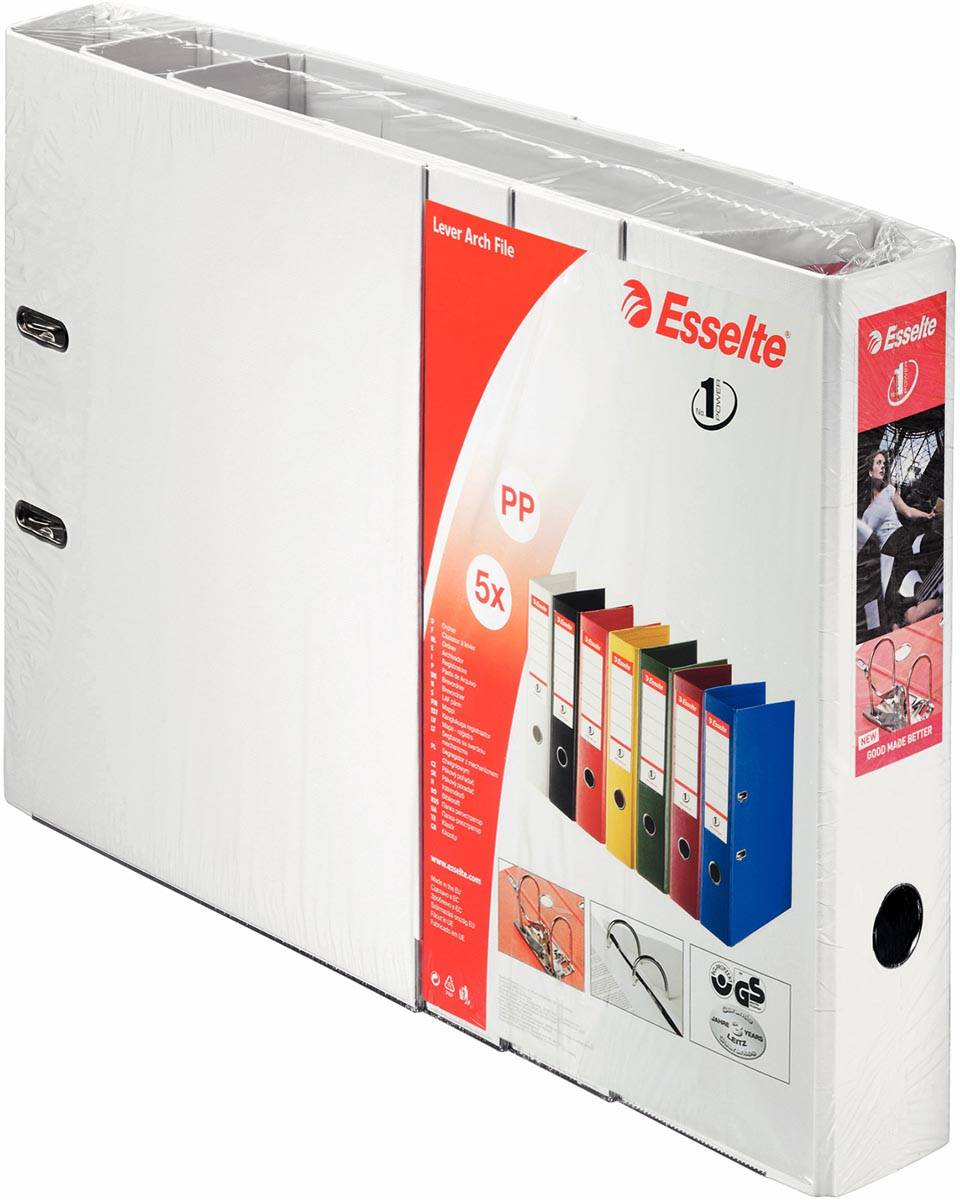 Esselte ordner Power N°1, rug van 7,5 cm, wit, pak van 5 stuks
