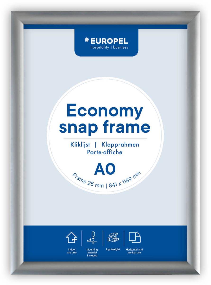 Europel clicklijst Economy, lijst 25 mm, ft A0, zilver