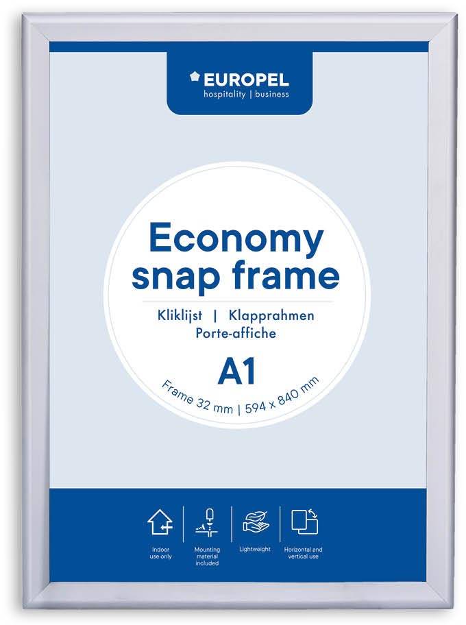 Europel Clicklijst Economy, lijst 32 mm, ft A1, zilver