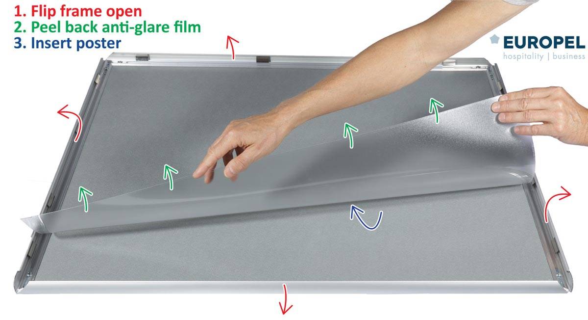 Europel clicklijst, lijst 25mm A3, zilverkleurig posterframe