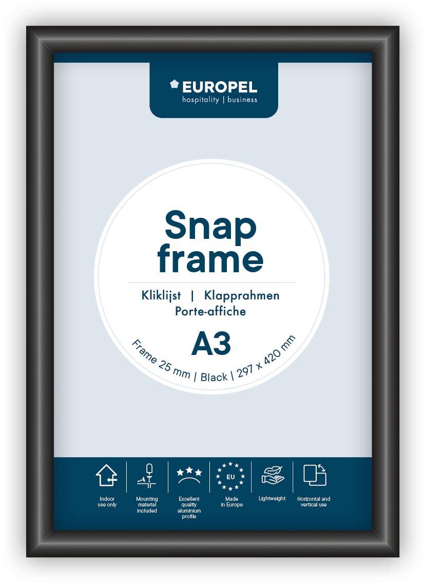 Europel clicklijst Premium, 25 mm, ft A3, zwart
