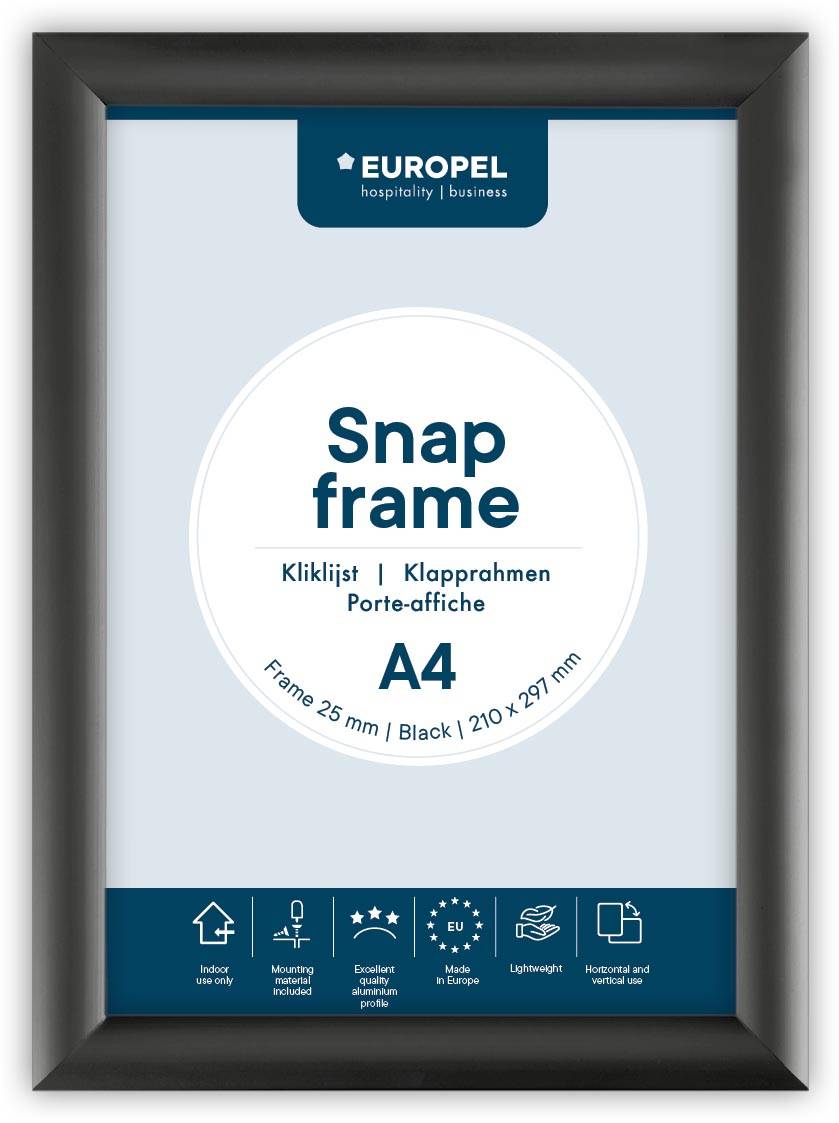 Europel clicklijst Premium, 25 mm, ft A4, zwart