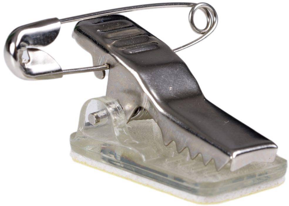 Europel clip met speld voor badge, zelfklevend, ft 23 x 13 mm, pak van 50 stuks