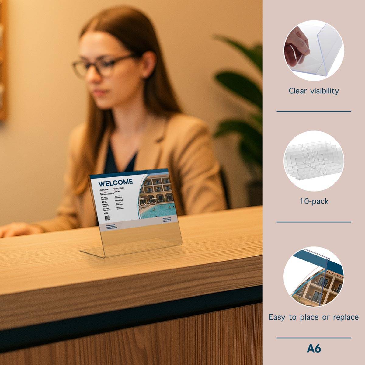 Europel folderhouder Budget, met L-voet, ft A6, liggend, pak van 10 stuks