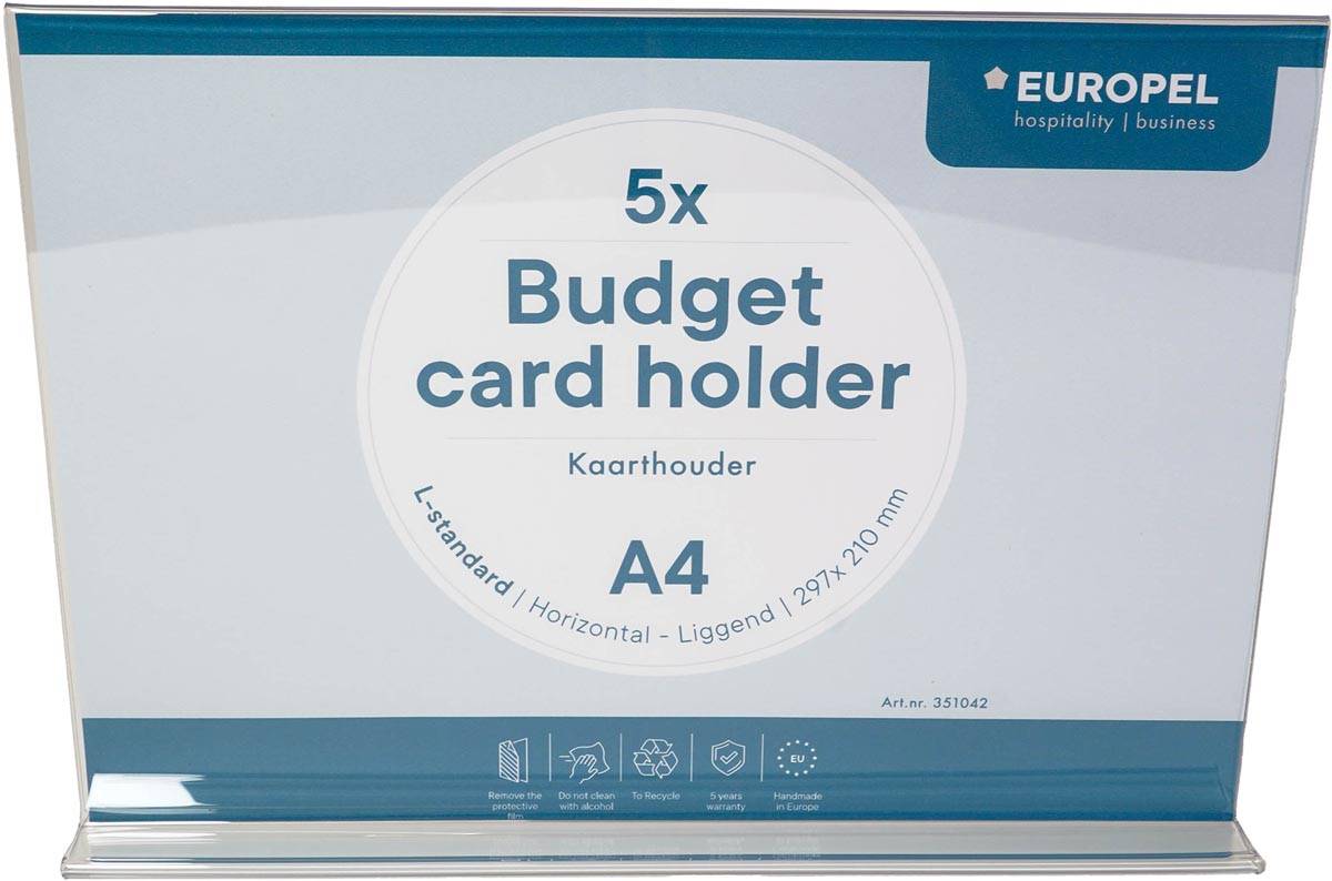 Europel folderhouder Budget, met T-voet, ft A4, liggend, pak van 5 stuks