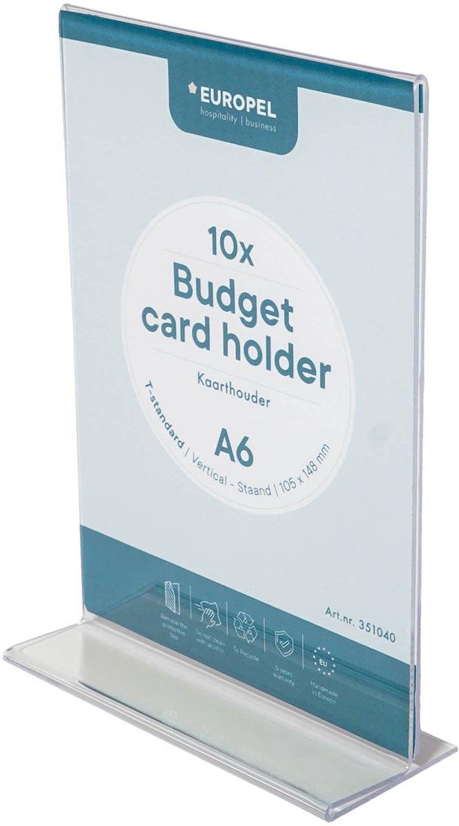 Europel folderhouder Budget, met T-voet, ft A6, staand, pak van 10 stuks
