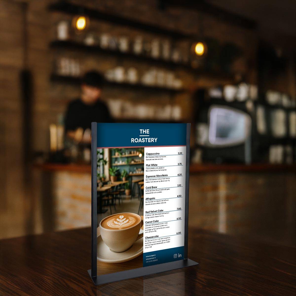 Europel folderhouder metaal, met T-voet, ft A4, staand, zwart