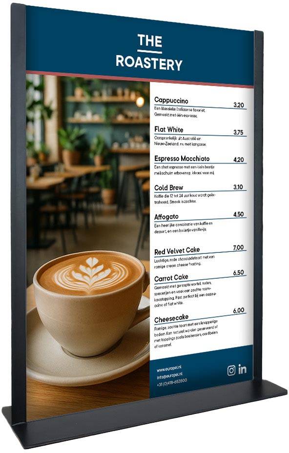 Europel folderhouder metaal, met T-voet, ft A5, staand, zwart