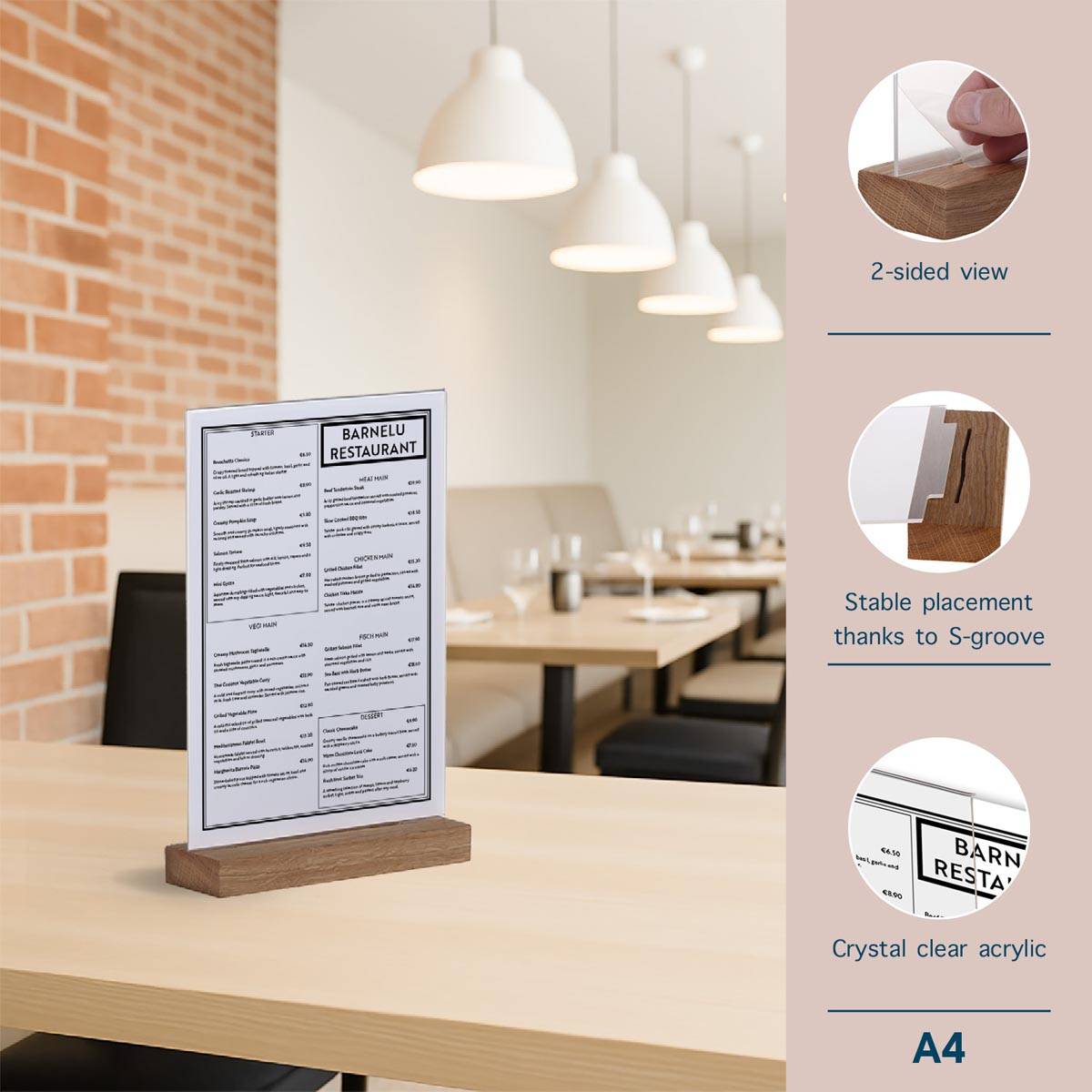 Europel folderhouder Premium, met houten T-voet, ft A4, staand