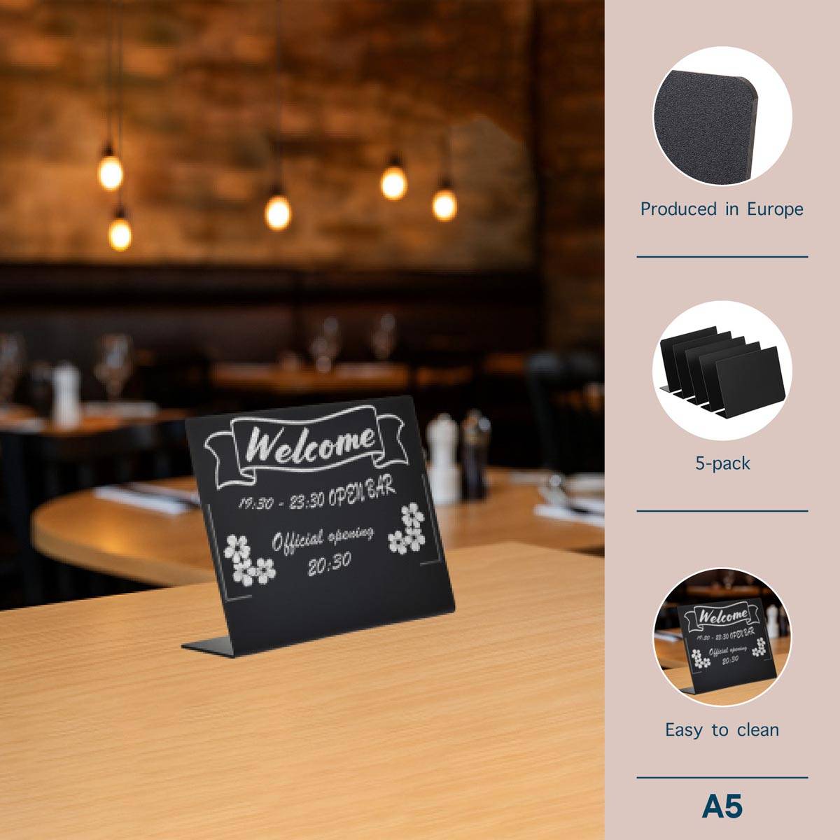 Europel krijtbord L-vormig, horizontaal, ft A5, pak van 5 stuks