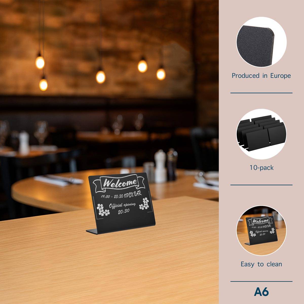 Europel krijtbord L-vormig, horizontaal, ft A6, pak van 10 stuks