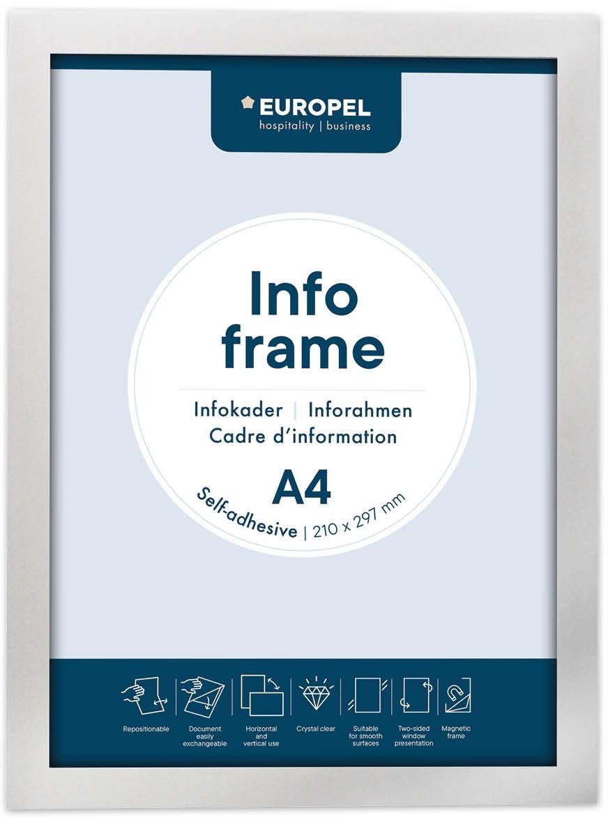 Europel zelfklevend kader ft A4, zilver, pak van 2 stuks