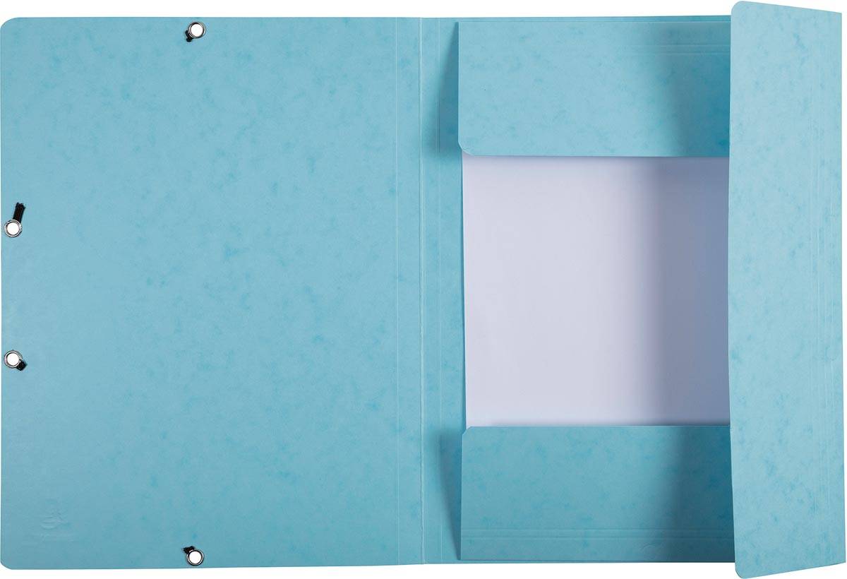 Exacompta elastomap uit karton, ft A4, 3 kleppen, set van 3 stuks in 3 tinten blauw (Oceaan)