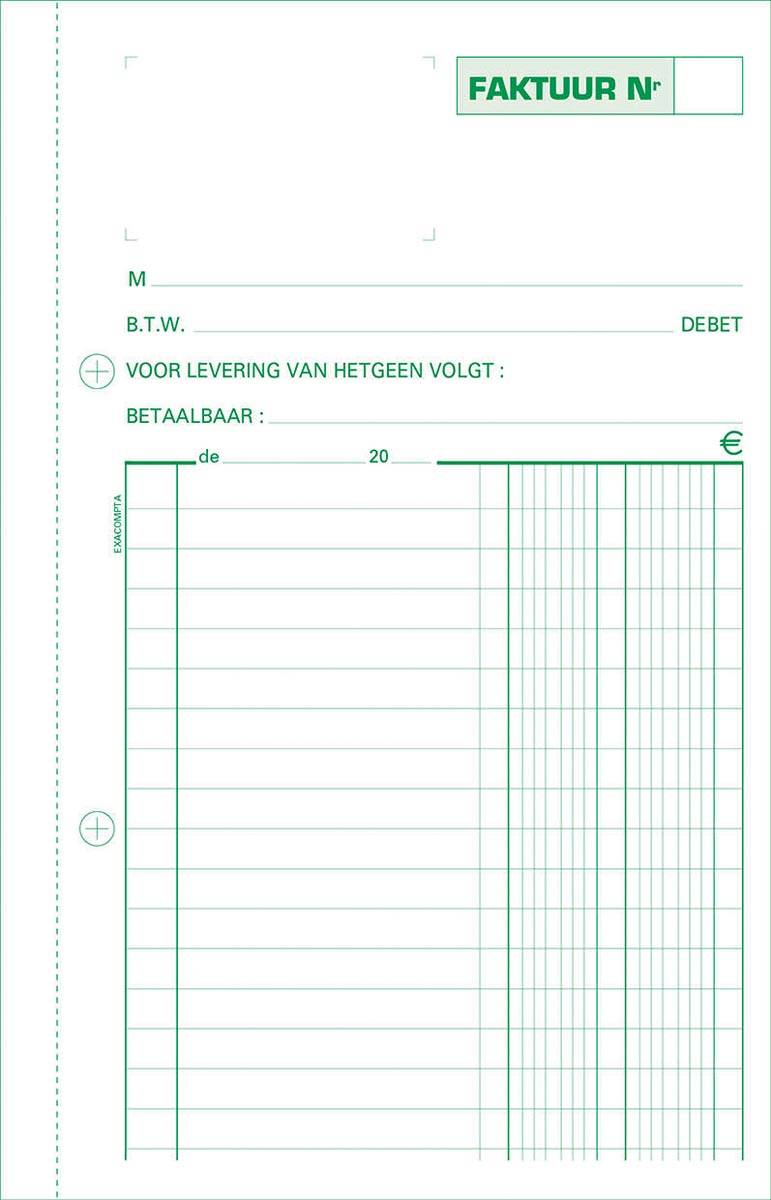 Exacompta facturen,  ft 21 x 13,5 cm, tripli, verticaal, Nederlandstalig