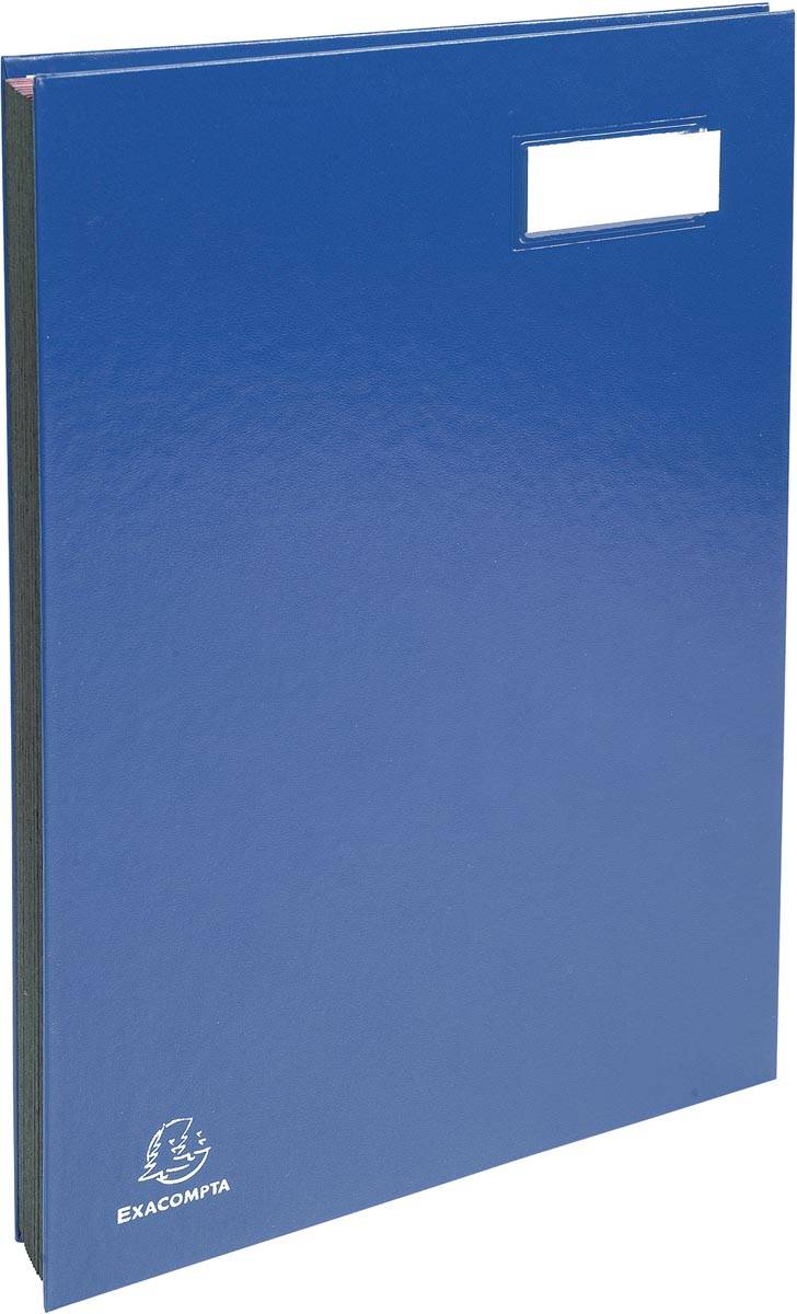 Exacompta handtekenmap voor ft 24 x 35 cm, uit karton overdekt met pvc, 20 indelingen, blauw