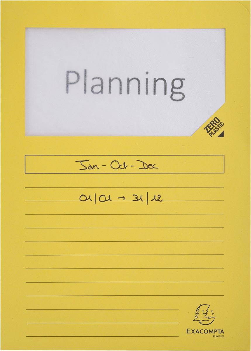 Exacompta L-map met venster Forever, pak van 100 stuks, geel