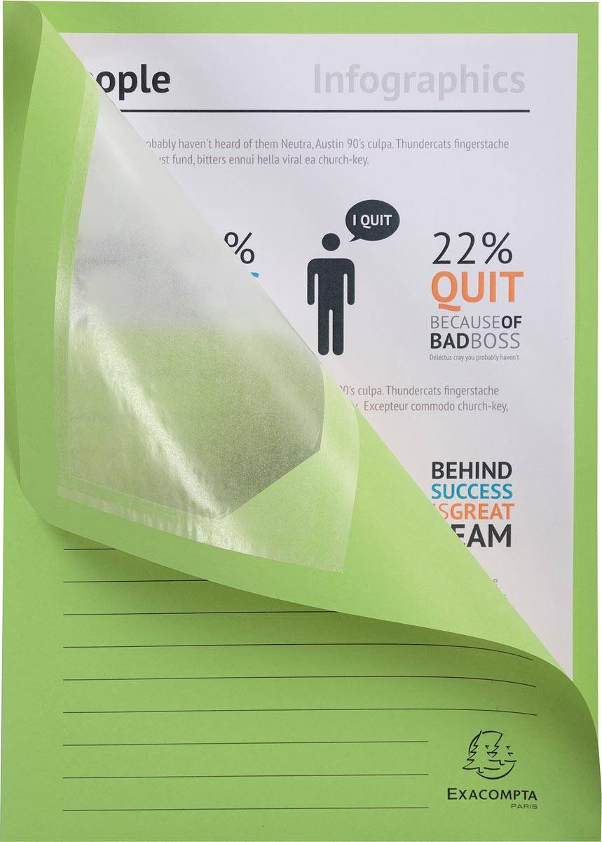 Exacompta L-map met venster Forever, pak van 100 stuks, lichtgroen