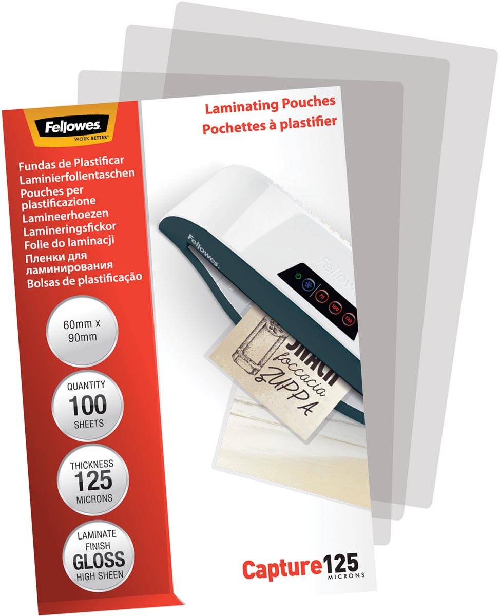 Fellowes lamineerhoes Capture125 ft 60 x 90 mm, 250 micron (2 x 125 micron), pak van 100 stuks