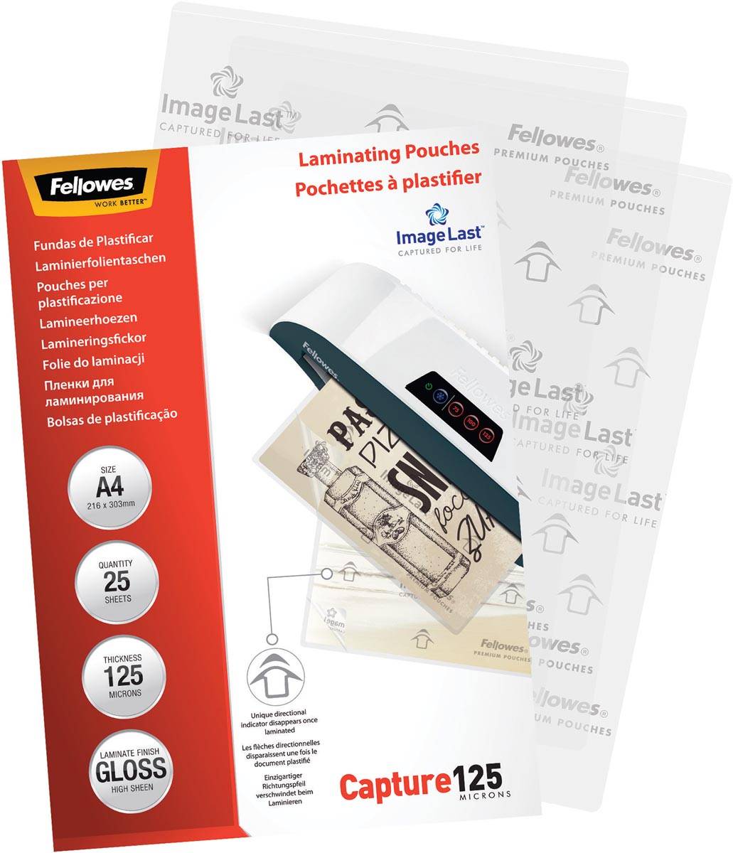 Fellowes lamineerhoes Capture125 ft A4, 250 micron (2 x 125 micron), pak van 25 stuks