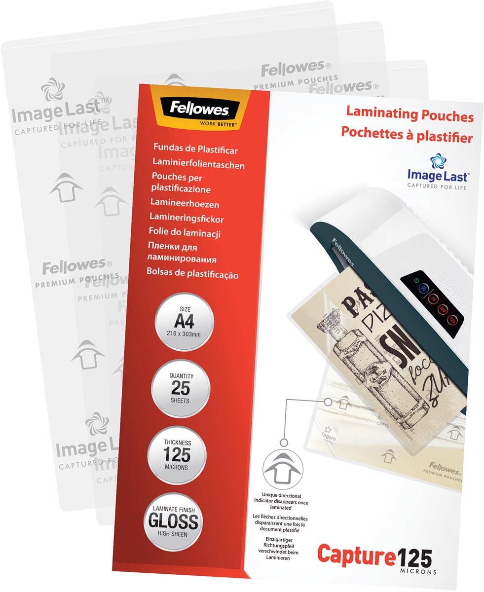 Fellowes lamineerhoes Capture125 ft A4, 250 micron (2 x 125 micron), pak van 25 stuks