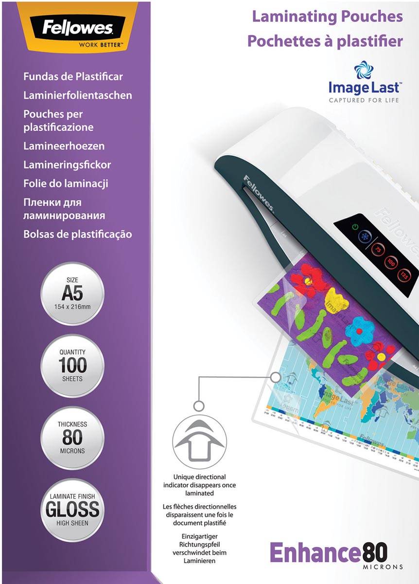 Fellowes lamineerhoes Enhance80 ft A5, 160 micron (2 x 80 micron), pak van 100 stuks