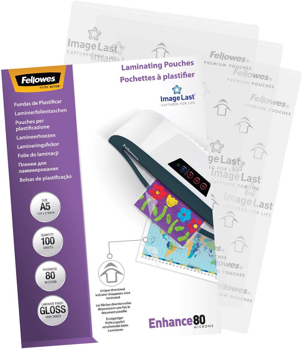 Fellowes lamineerhoes Enhance80 ft A5, 160 micron (2 x 80 micron), pak van 100 stuks