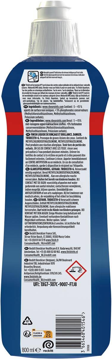 Finish glansspoelmiddel voor vaatwasser, flacon van 800 ml, regular