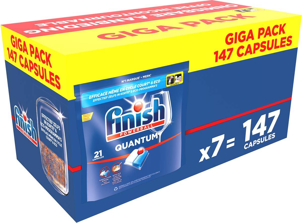 Finish Quantum Regular vaatwastabletten giga pack, pak van 147 capsules