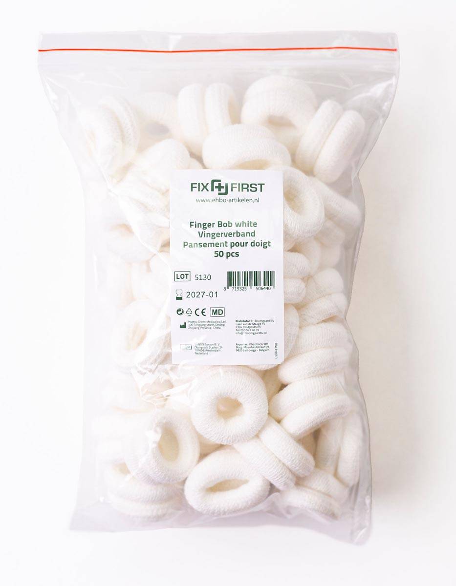 Fixfirst vingerbobs, textiel, wit, pak van 50 stuks