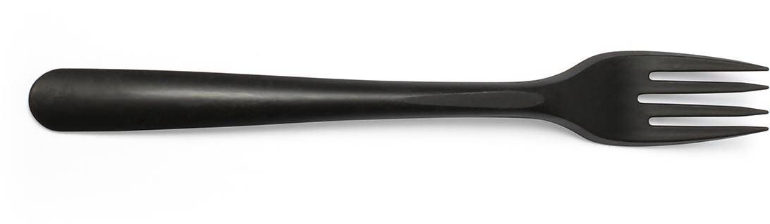 Folia vork, herbruikbaar, uit CPLA, 19 cm, zwart, pak van 50 stuks