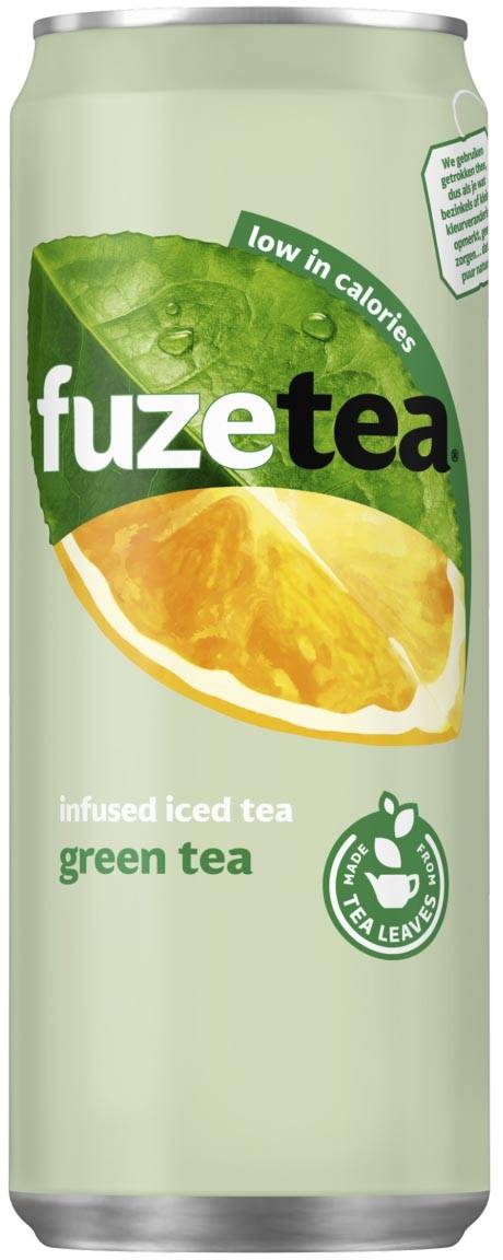 Fuze Tea groene thee, sleek blik van 33 cl, pak van 24 stuks