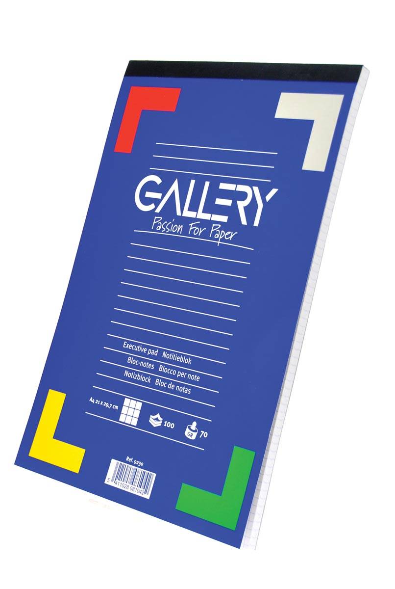 Gallery schrijfblok, ft A4, geruit 5 mm, blok van 100 vel