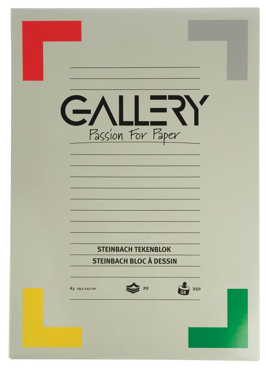 Gallery Steinbach tekenblok, gekorreld, ft 29,7 x 42 cm (A3), 250 g/m², blok van 20 vel
