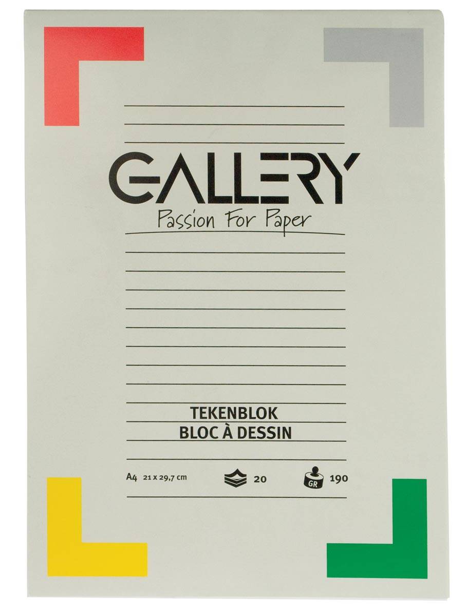Gallery tekenblok ft 21 x 29,7 cm (A4), extra zwaar houtvrij papier, 190 g/m², blok van 20 vel