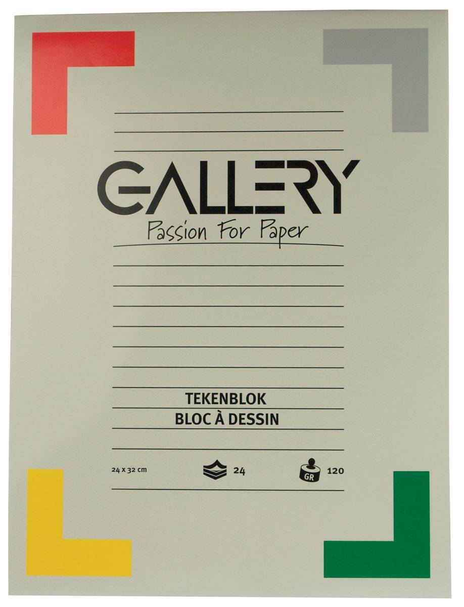Gallery tekenblok, houtvrij papier, 120 g/m², ft 24 x 32 cm, blok van 24 vel