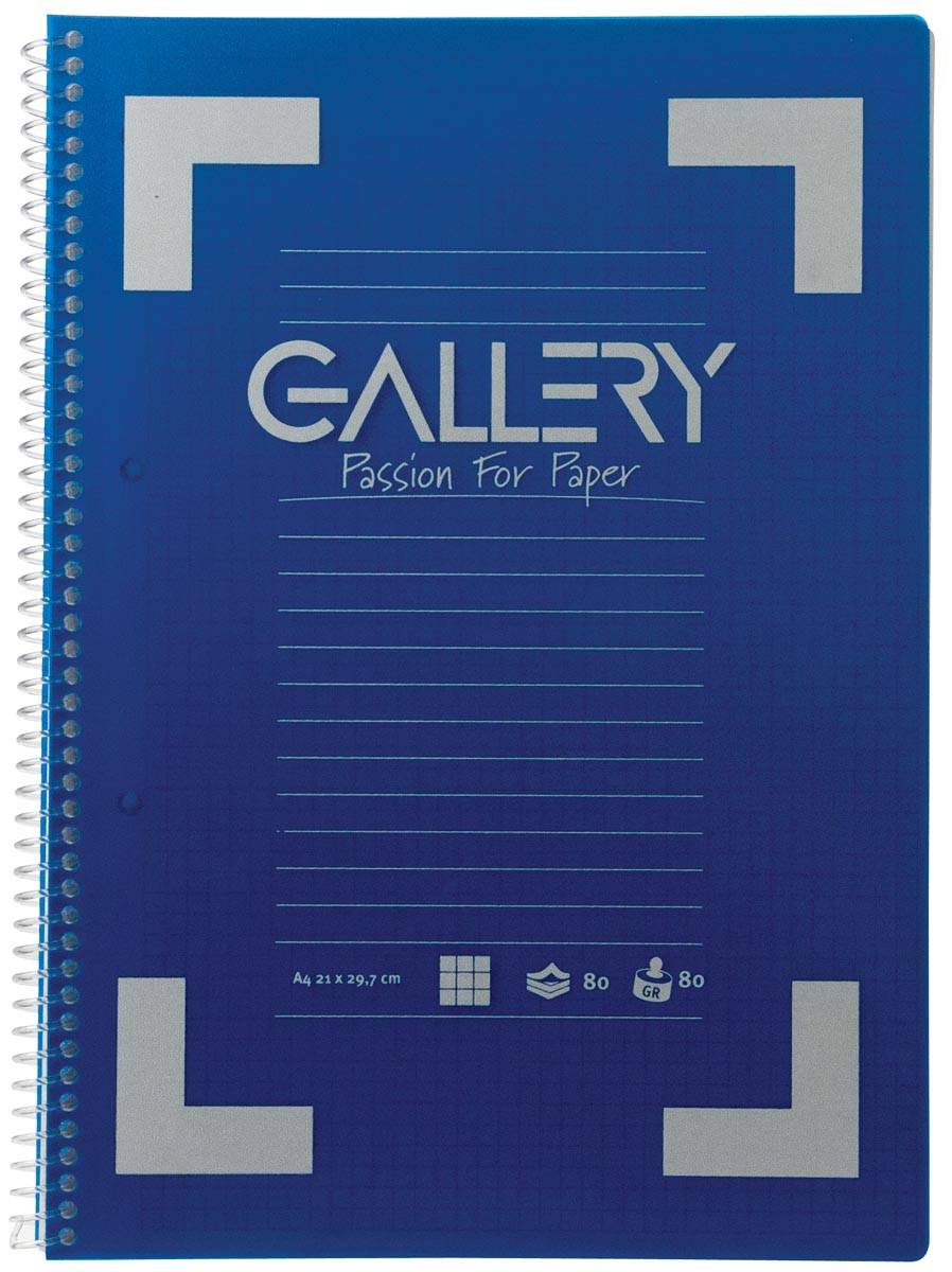 Gallery Traditional spiraalschrift ft A4, geruit 5 mm, geassorteerde kleuren, 160 bladzijden