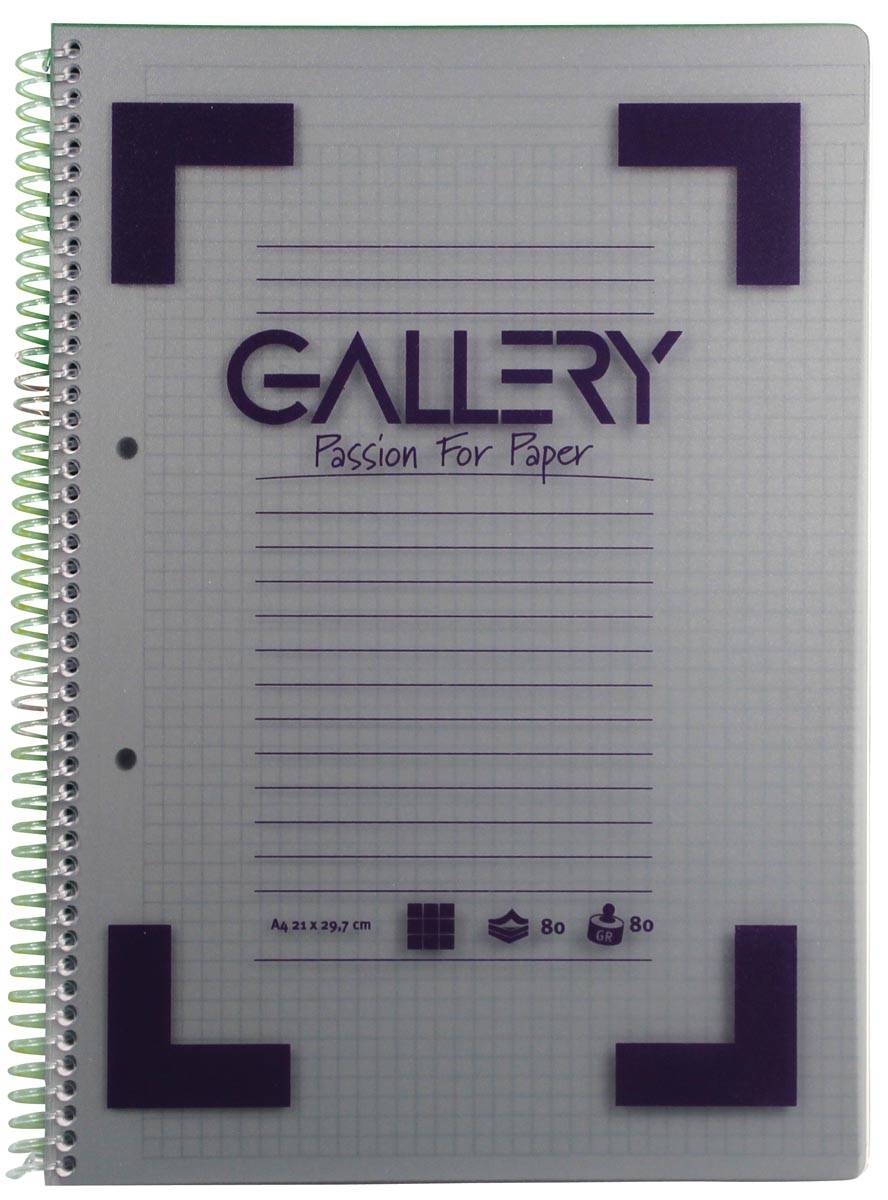 Gallery Traditional spiraalschrift ft A4, geruit 5 mm, geassorteerde kleuren, 160 bladzijden
